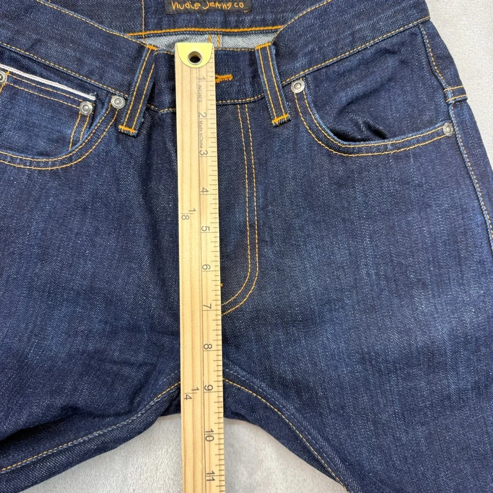 Nudie Jeans Mens 26x30 Blue Thin Finn‎ Dry Flat Selvage Indigo Wash Slim Preppy